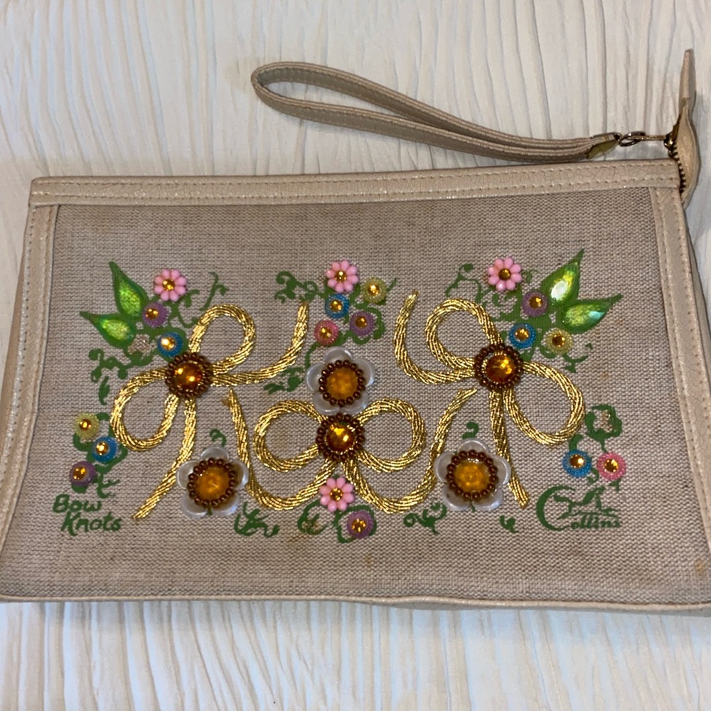 Beige Floral Clutch